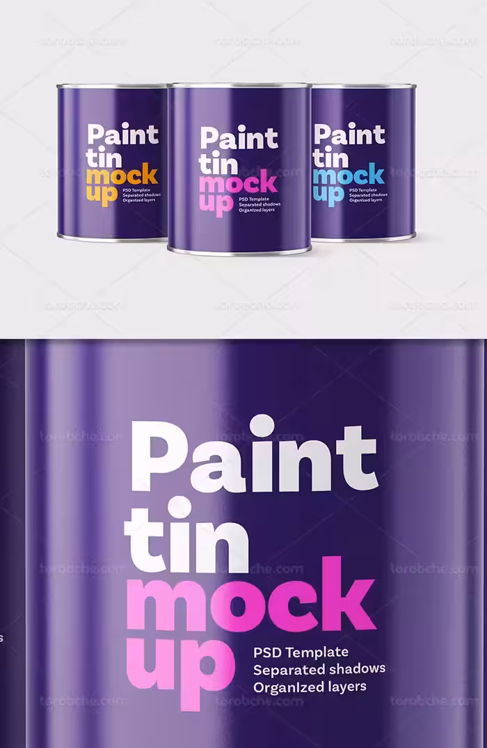 موکاپ قوطی رنگ فلزی | گرافیک با طعم تربچه