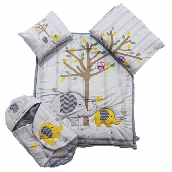 ست لحاف تشک دم دستی طرح فیل زرد