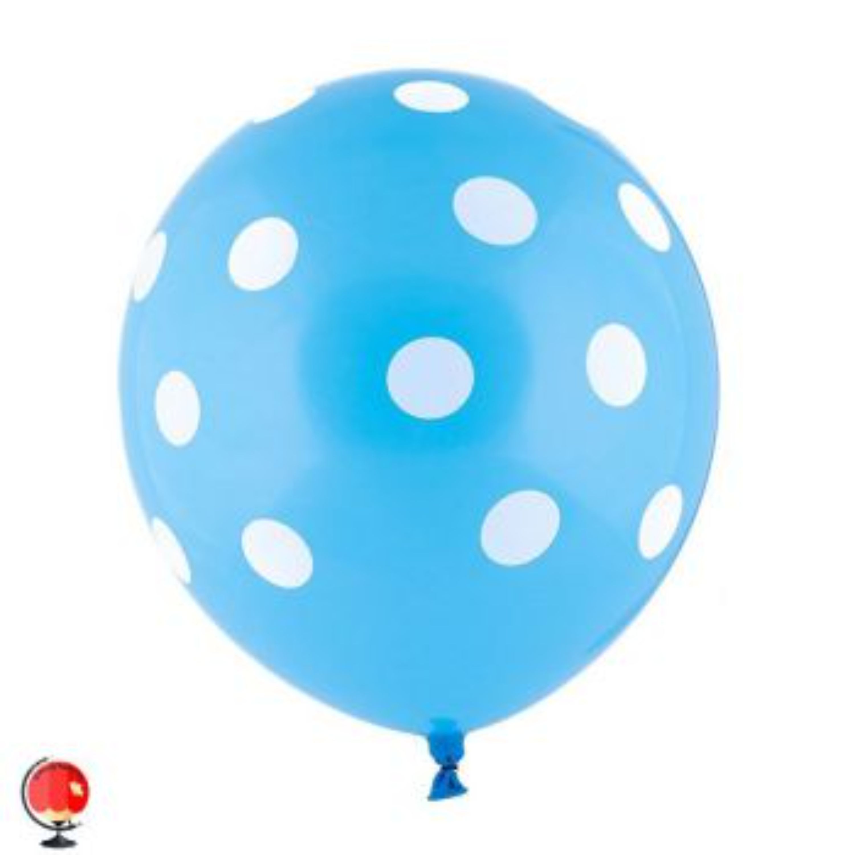 بادکنک آبی کمرنگ خالدار سفید سایز 12 اینچ