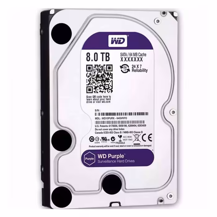 هارد اینترنال وسترن دیجیتال مدل بنفش Purple ظرفیت 8TBWestern Digital Purple 8TB Surveillance Hard Disk Drive - SATA 6Gb/s 3.5 Inch