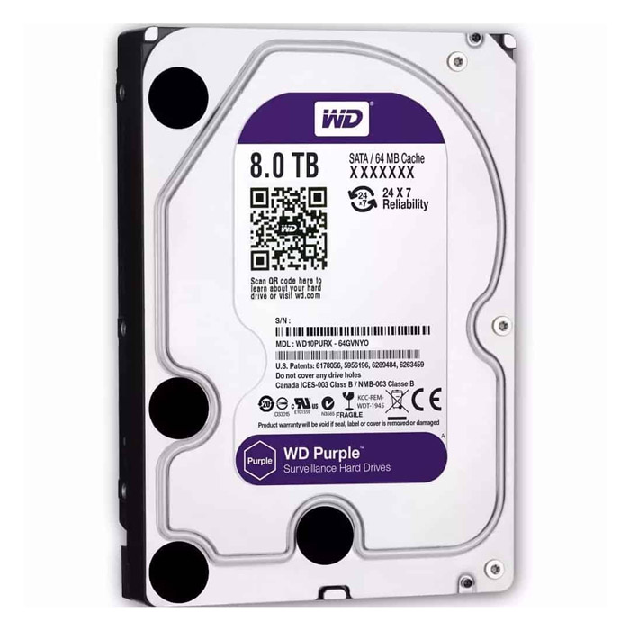 هارد اینترنال وسترن دیجیتال مدل بنفش Purple ظرفیت 8TBWestern Digital Purple 8TB Surveillance Hard Disk Drive - SATA 6Gb/s 35 Inch