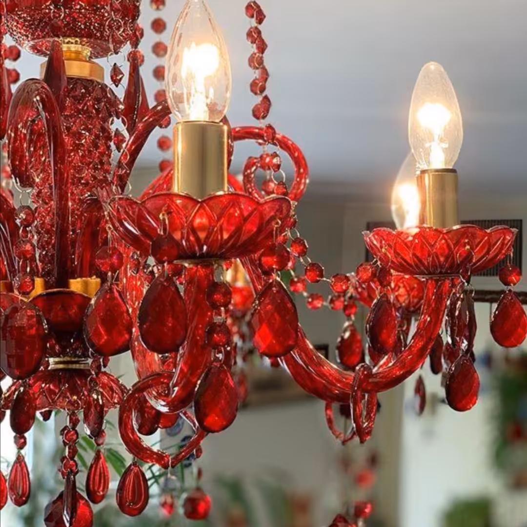 لوستر کریستال رنگی قرمز