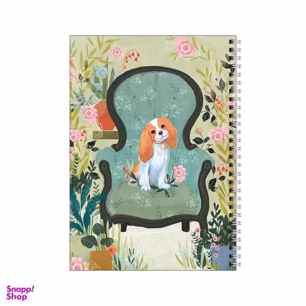 دفتر مشق 100 برگ بامبیلیپ طرح سگ خوشحال و مبل در بین گل ها کد 9179711