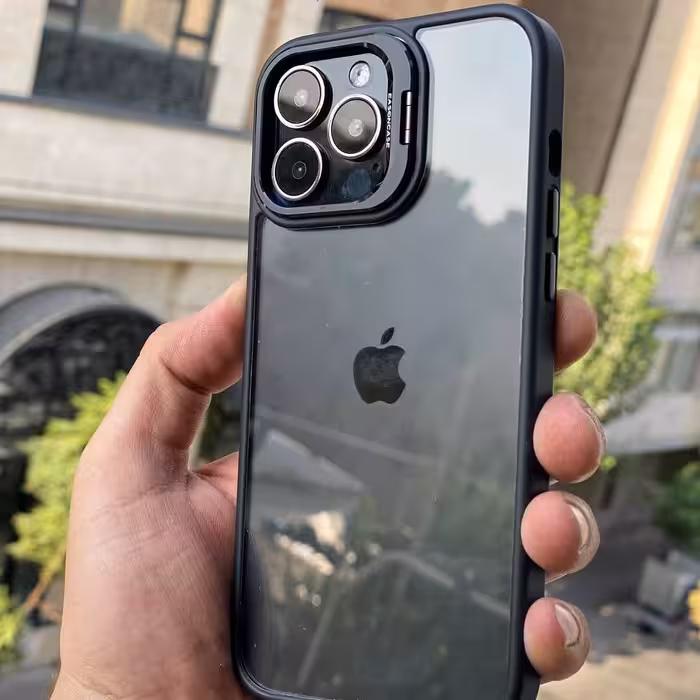 قاب گوشی موبایل آیفون استندی با محافظ لنز رینگی