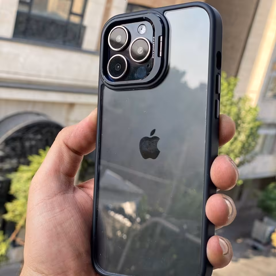 قاب گوشی موبایل آیفون استندی با محافظ لنز رینگی