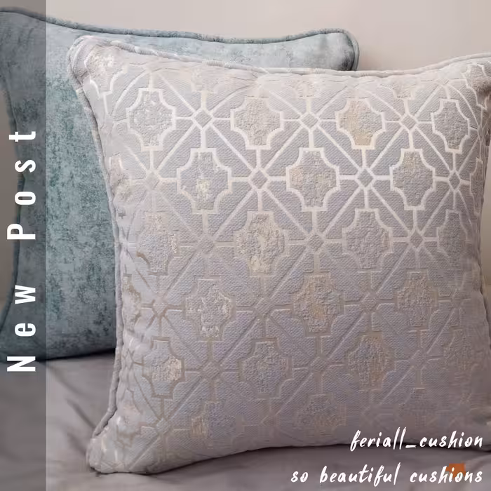 کاور کوسن طرح دار آبی 4 عدد