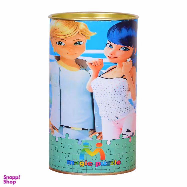 پازل 100 تکه کودک طرح دختر کفشدوزکی و پسر گربه‌ ای کد 115