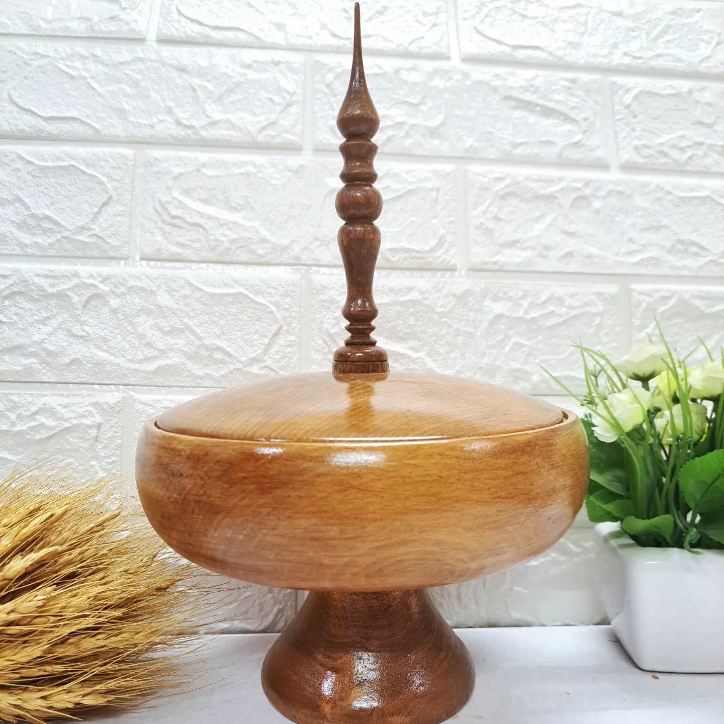 آجیل خوری / میوه خوری چوبی پایه دار
