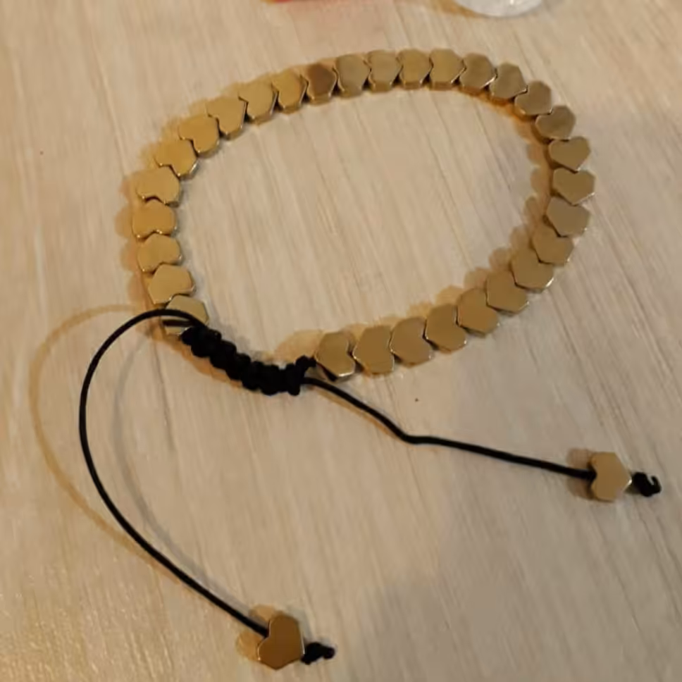 دستبند حدید قلبی طلایی