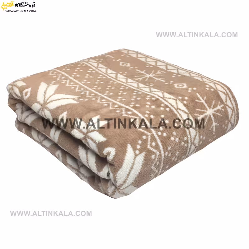 حوله حمام برند ماندگارطرح برف رنگ نسکافه ای سایز 100×160