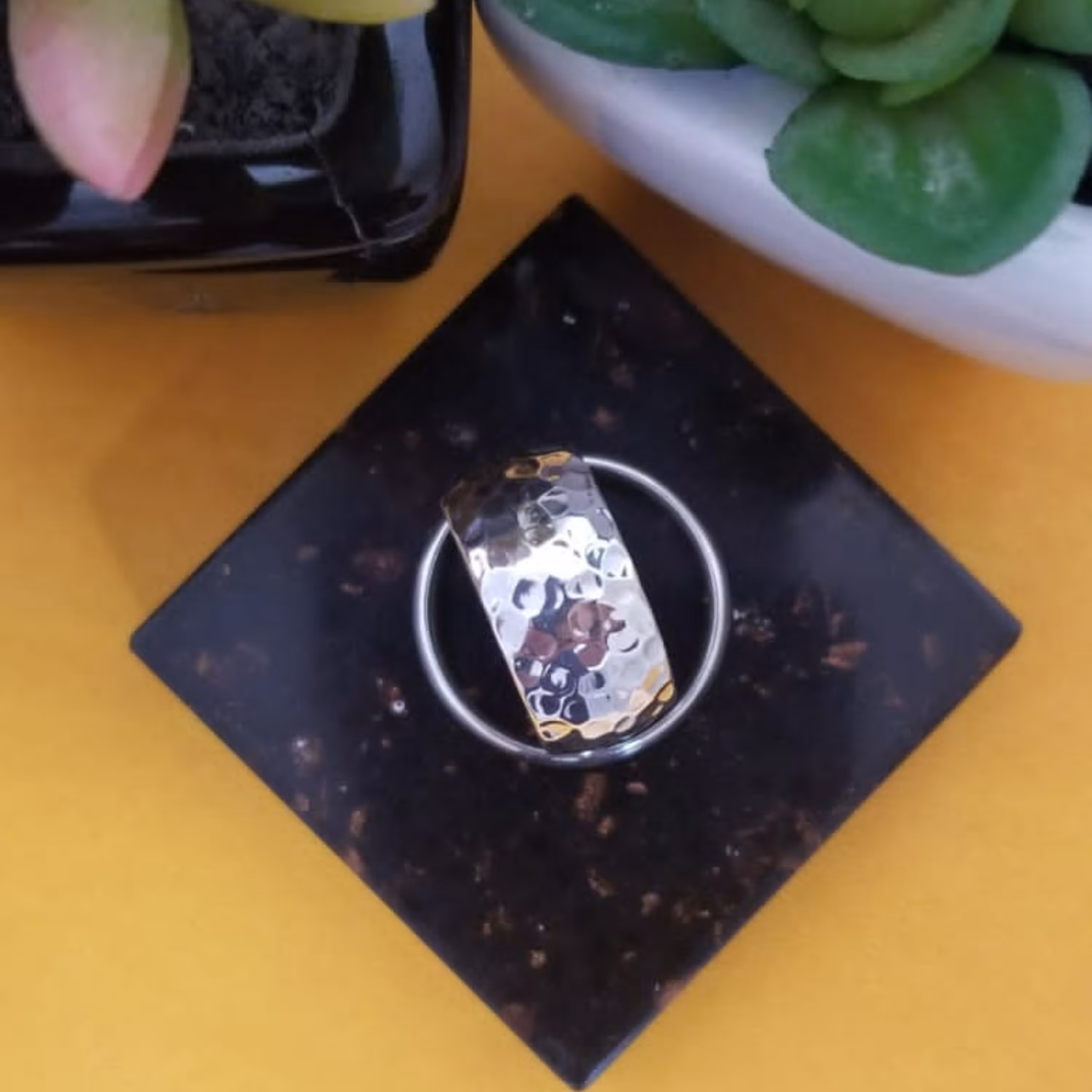 انگشتر نقره 925 دامله کوبیده دست ساز