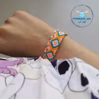 دستبند دوستی طرح یخمک پلاس - زرد و آبی و صورتی و سفید