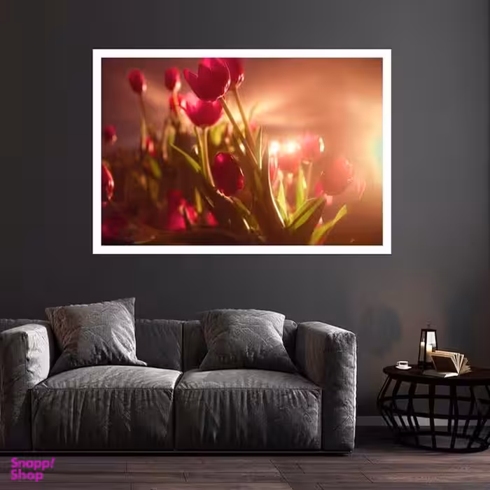 تابلو بکلیت طرح طبیعت و گل لاله مدل قاب شاسی W-s8710