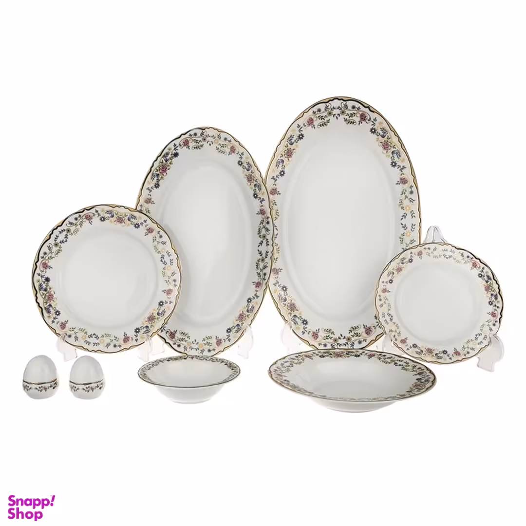 سرویس چینی 28 پارچه غذا خوری چینی زرین ایران سری ایتالیا اف مدل گلستان درجه یک