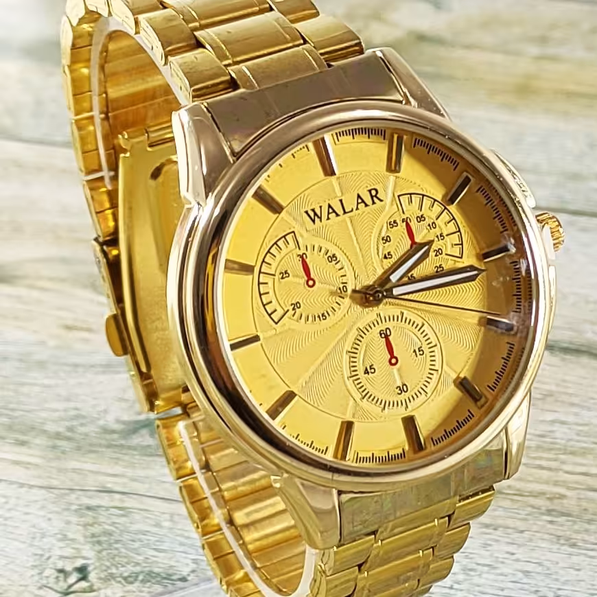 ساعت مردانه والار طرح 3 موتوره طلایی