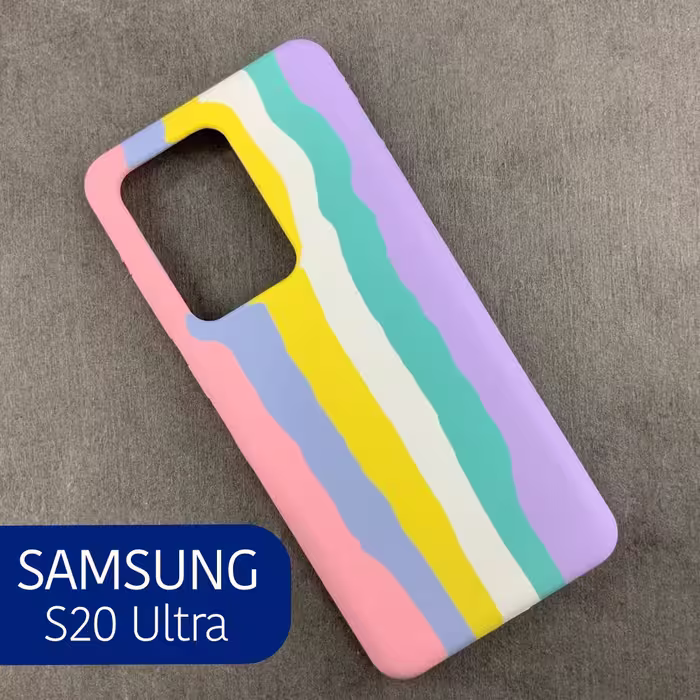 قاب گوشی سامسونگ S20 ultra   S21 ultra رنگین کمان سیلیکونی اورجینال