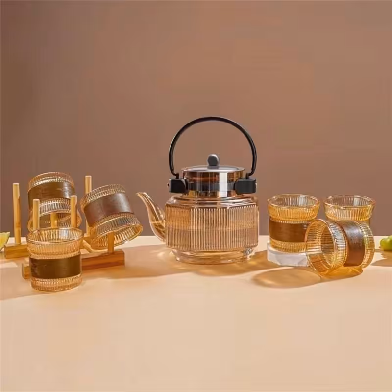 سرویس قوری و استکان پیرکس L28 | amazonchi