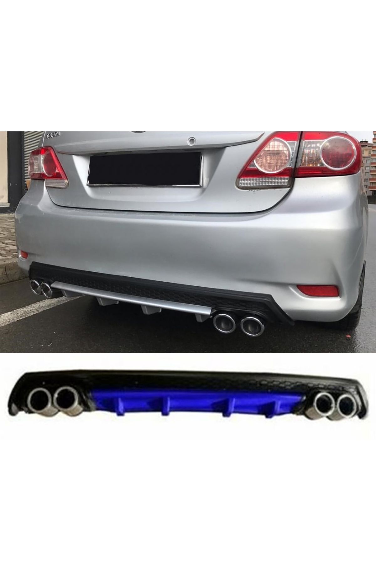 سپر خودرو TOYOTA COROLLA E170 دیفیوزر آبی سازگار با اگزوز دو دور D TYPE DIFIZER 2012 2019 MKG Otomotiv