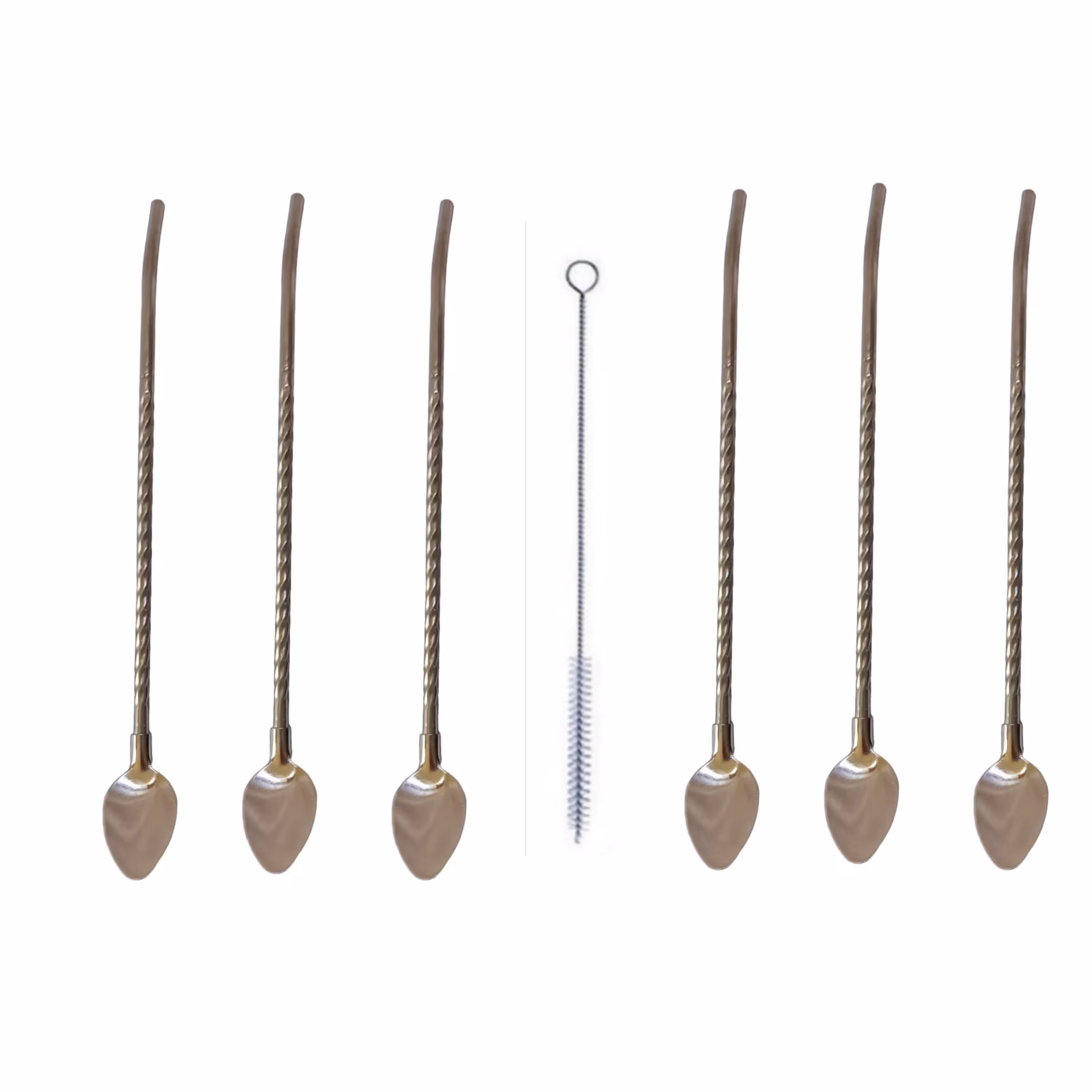 قاشق شربت خوری نی دار کد 1002 به همراه فرچه مجموعه 7 عددی