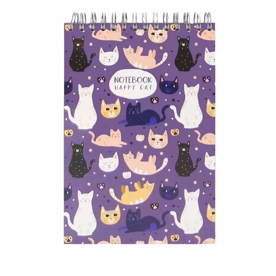 دفتر یادداشت جلد سخت پاپکو مدل سیمی 80 برگ فنر دوبل طرح 6