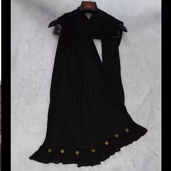 شال مشکی یکطرف چین،سکه دوزی، جنس کریشه