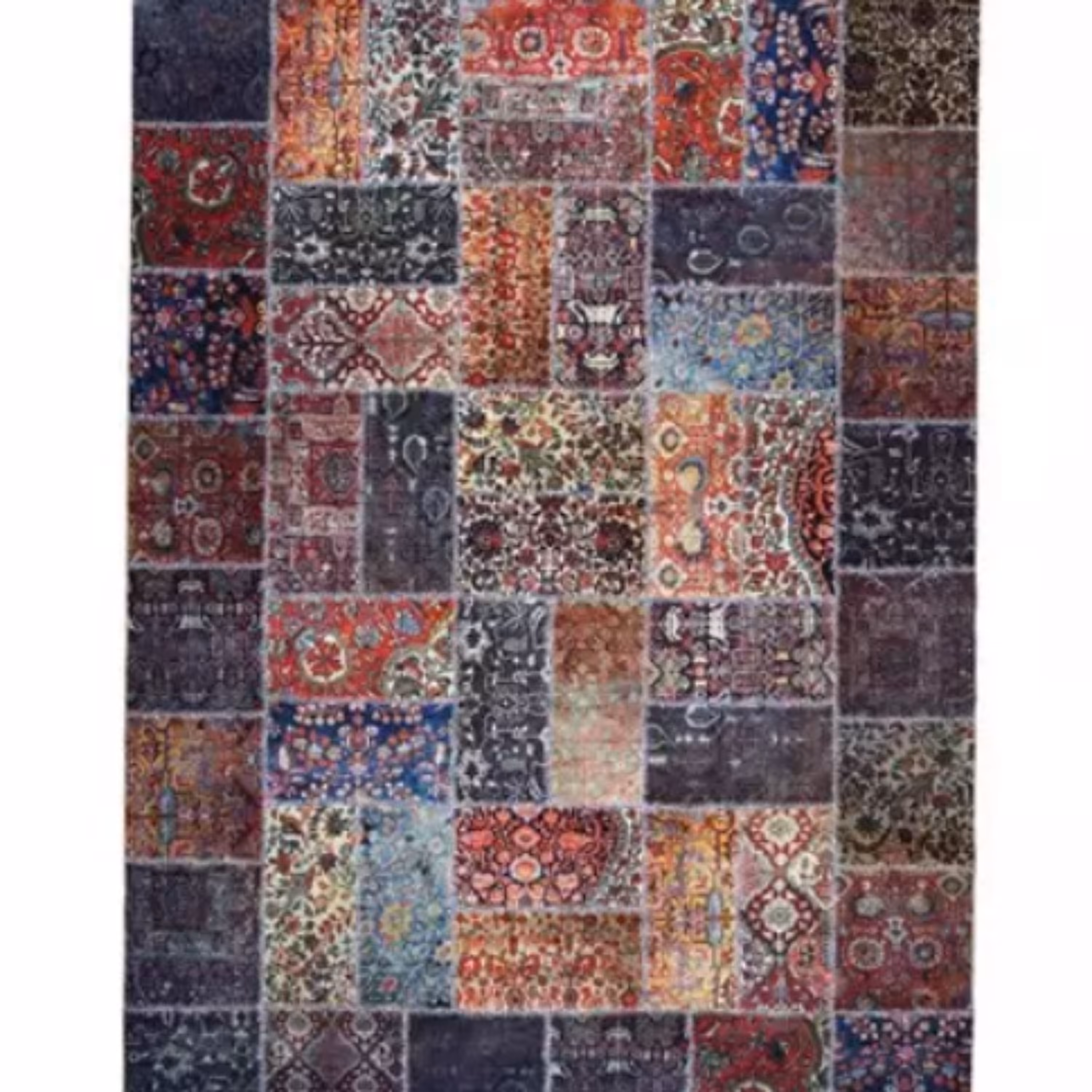 فرش ماشینی (یک و نیم متری1در1.5)طرح  چهل تکه کد 100511 تمام رنگ