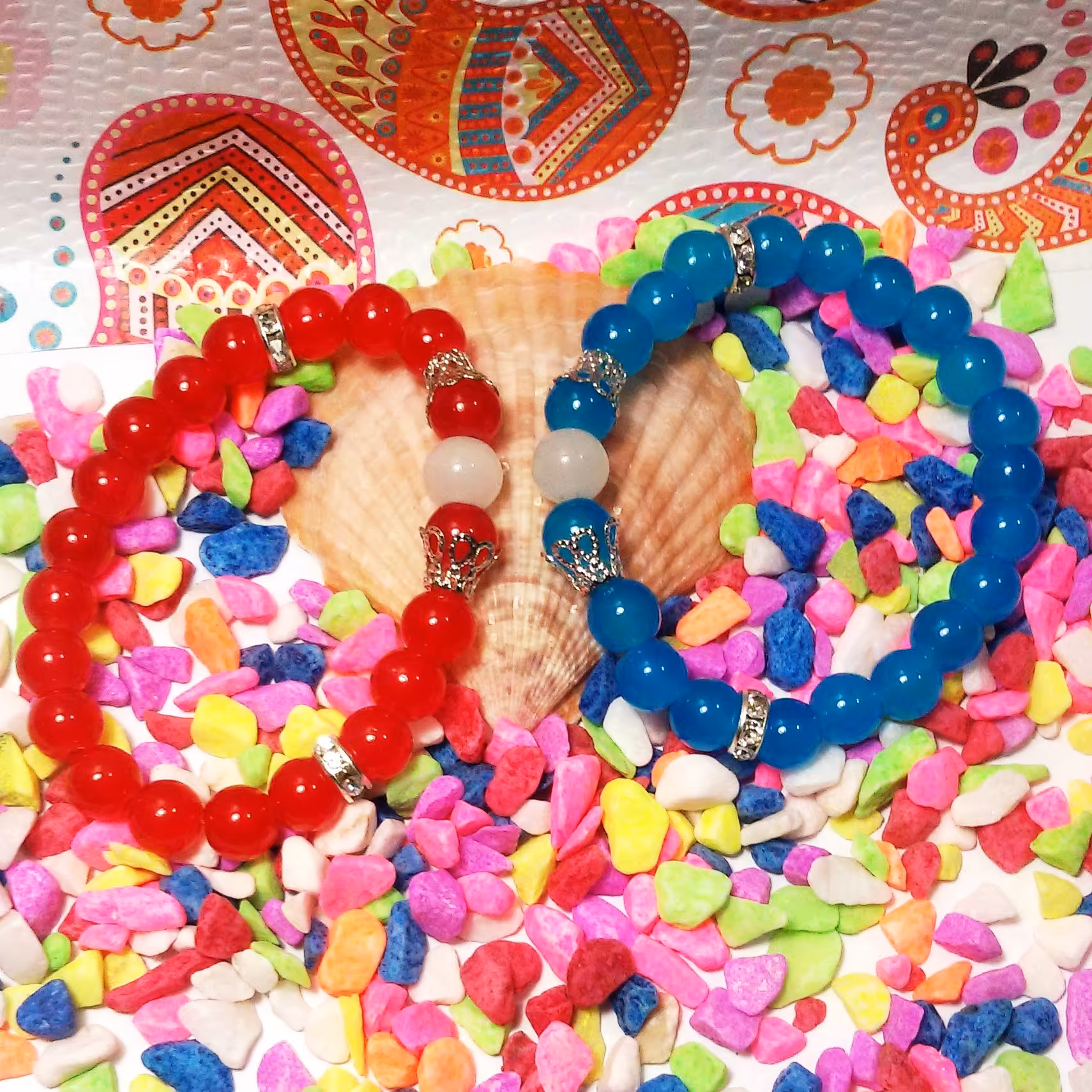 دستبند کشی مدل سلطنتی سِت دو عددی آبی قرمز