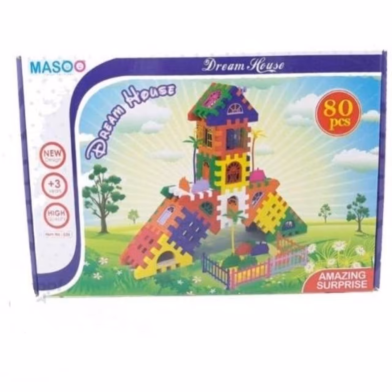 بازی ساختنی بلوک‌های خانه سازی ماسو مدل 80 تکه