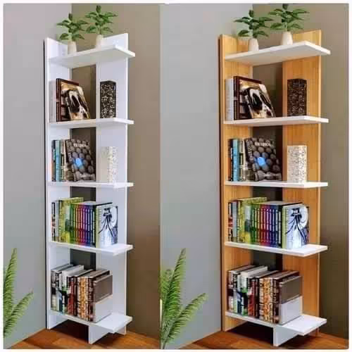 کتابخانه و طبقه دکوری جنس ام دی اف باروکش چوب   این کتابخانه ظاهری مدرن دارد و جلوه ای خاص به دکوراسیون شما میدهد