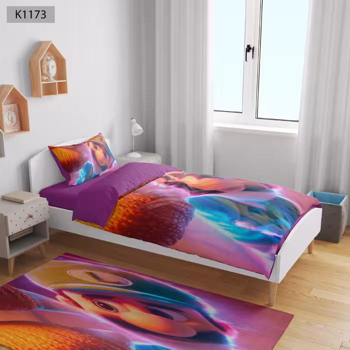 ست رو تختی چاپی 4 تیکه کالیفرنیا یک نفره   کد1173