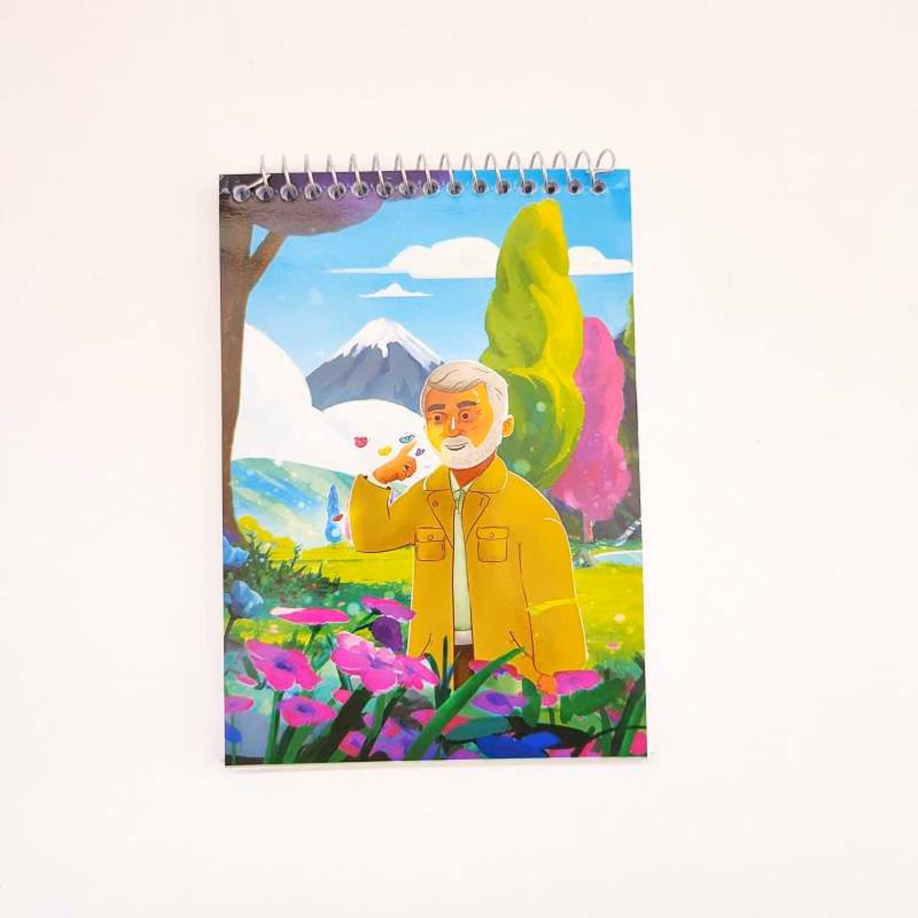 دفترچه یادداشت 1 روی 8 گلاسه فنرتک لیمو طرح حاج قاسم