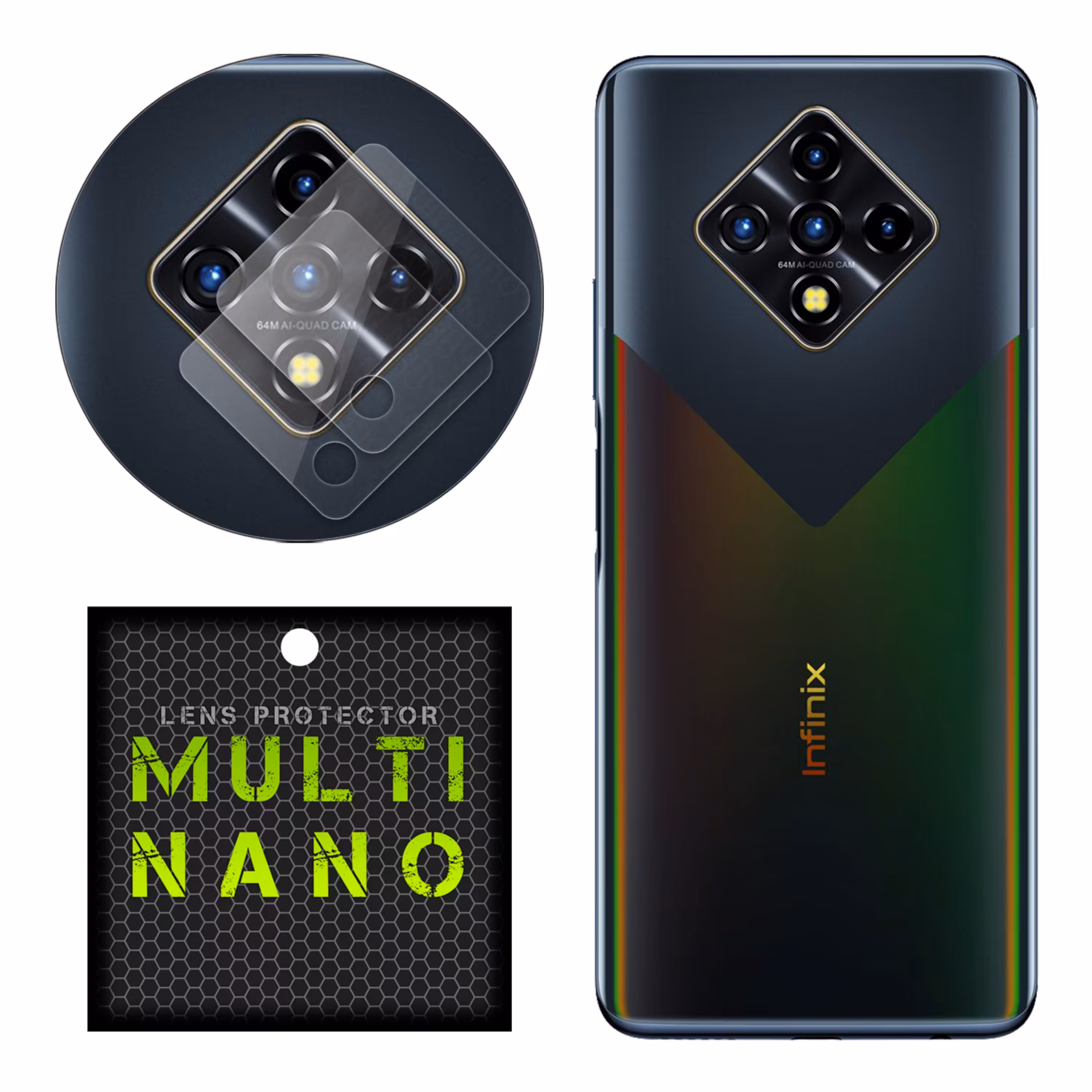 محافظ لنز دوربین MultiNano مدل X-L2N برای اینفینیکس Zero 8 بسته دو عددی