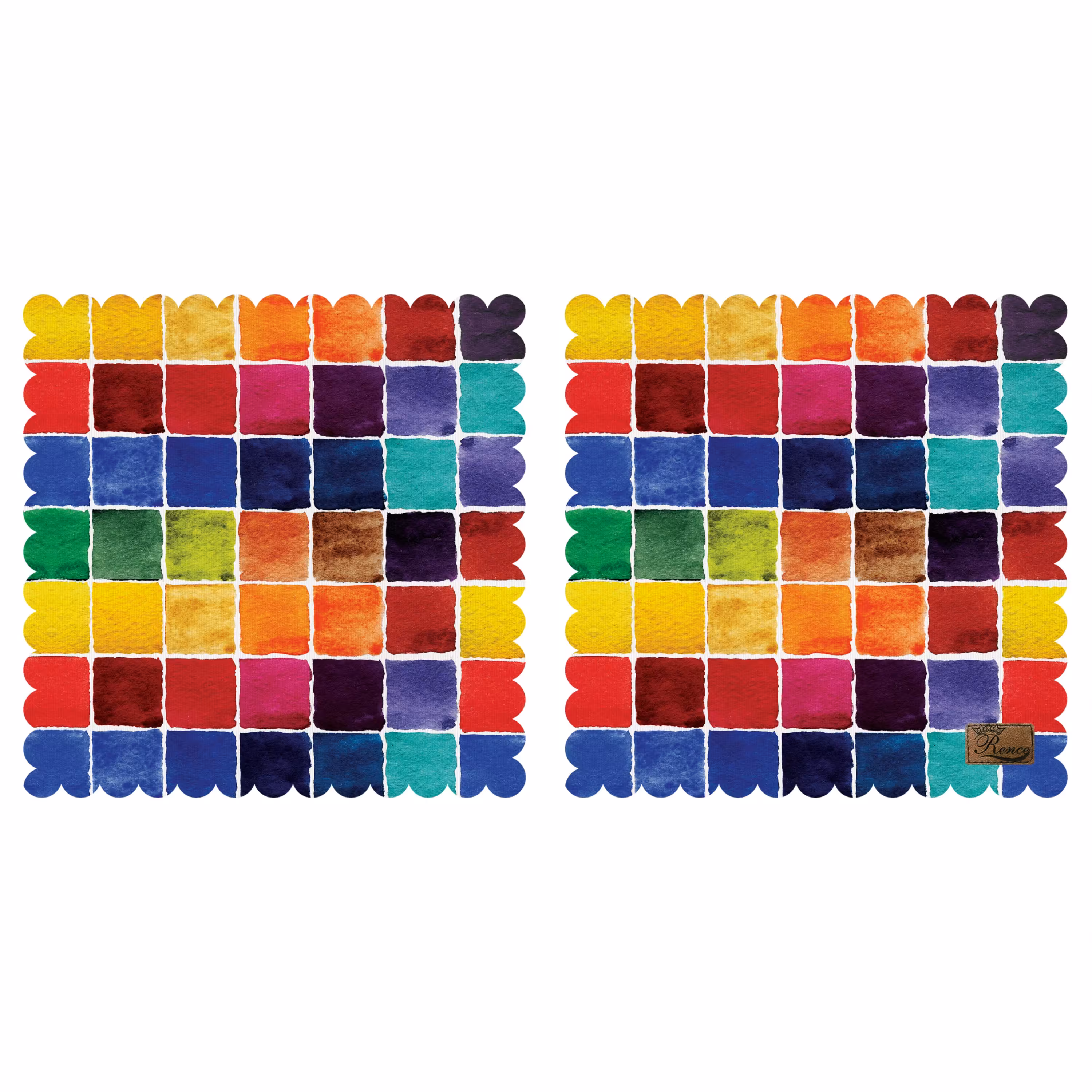 رومیزی مخمل طرح رنگارنگ دو عدد سایز 40 در 40 مدل T3-517 شرکت رنس