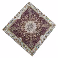 رومیزی ترمه طرح افشار(سایز 100x100) زرشکی