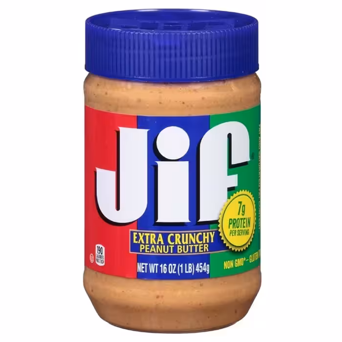 کره بادام زمینی کرانچی جیف 454 گرمی رنگ   آبی extra crunchy peanut butter 