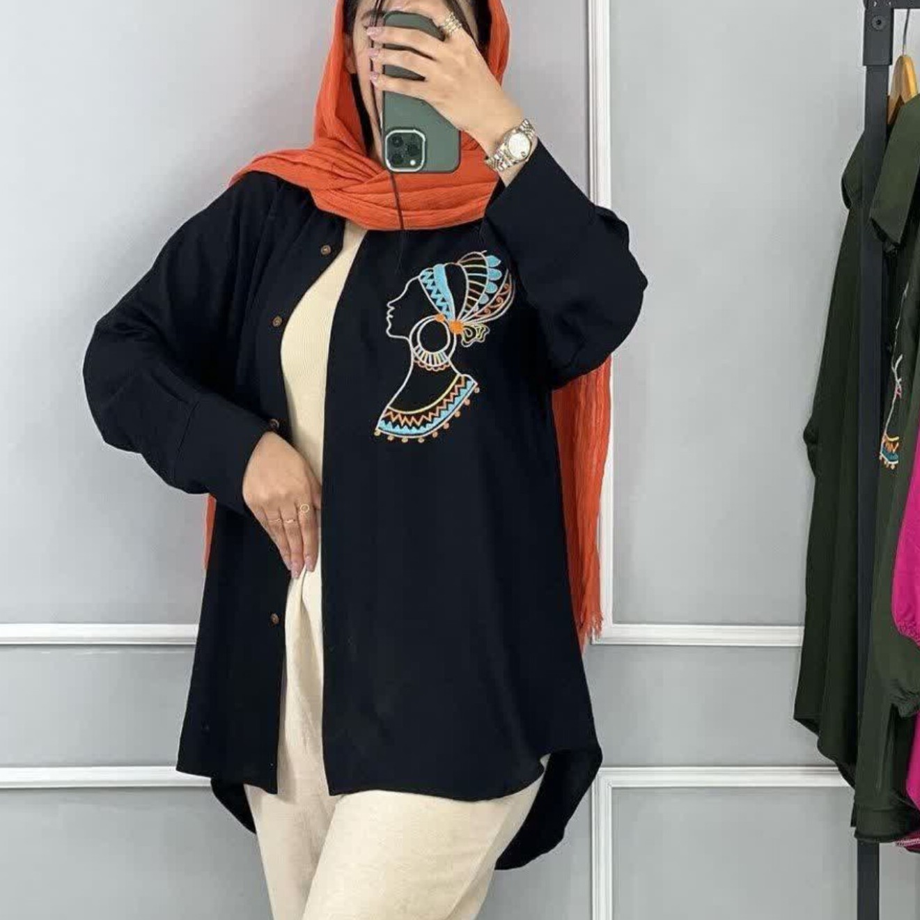 شومیز مانتویی سرخپوستی