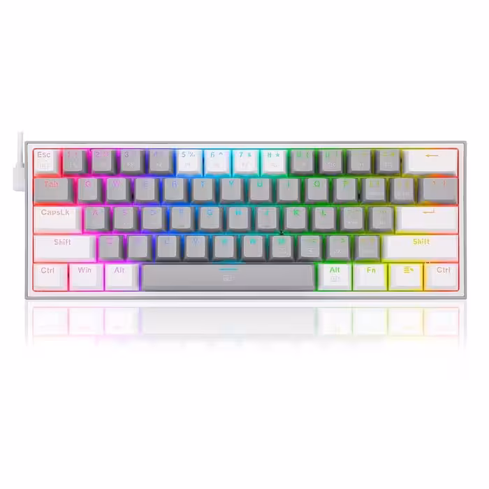 کیبورد گیمینگ ردراگون Redragon K617 FIZZ 60% Wired RGB Gray-White