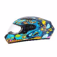 کلاه کاسکت موتورسیکلت چند رنگ دخترانه و پسرانه بچگانه SW 815K OCEAN مشکی BLUE FLOW FACE ایمنی کودکان Sway