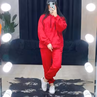 هودی و شلوار مخمل کبریتی مدل خورشید