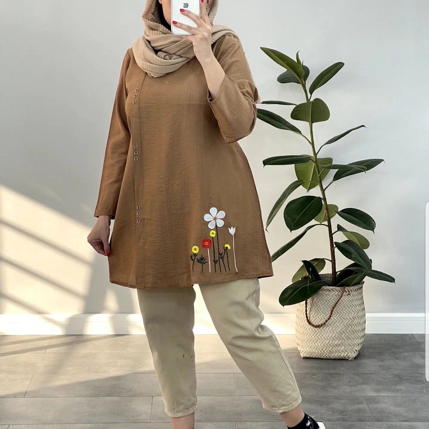 تونیک بابوس گلدوزی شده قواره دار