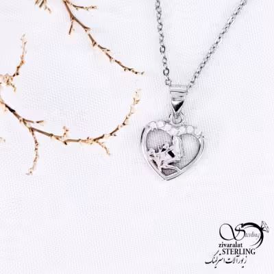 گردنبند نقره آویز قلب مادر فرزندی کد 12010
