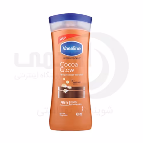 لوسیون بدن کاکائویی وازلین مدل cocoa glow حجم 400 میلی