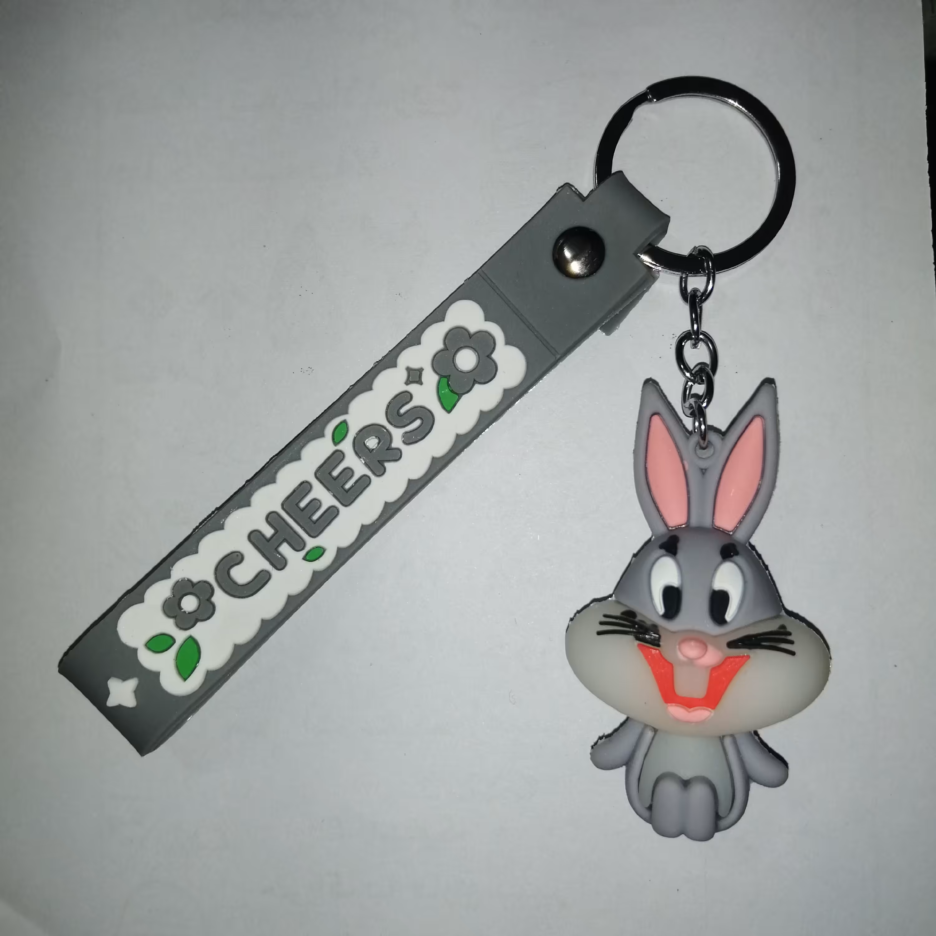 دسته کلید جا سوییچی فانتزی رنگ طوسی طرح خرگوش 