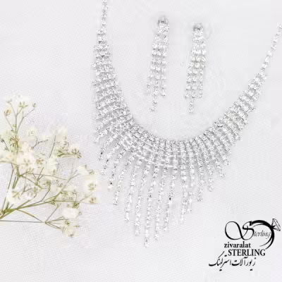 نیمست جواهری آویز ریش دار نگین اتمی کد 15521