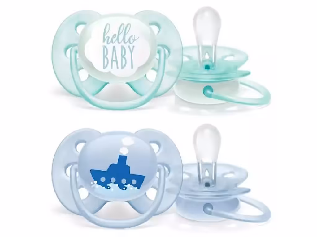 پستانک ارتودنسی دو عددی نوزادی 6-0 ماه مدل ultra soft فیلیپس اونت philips avent