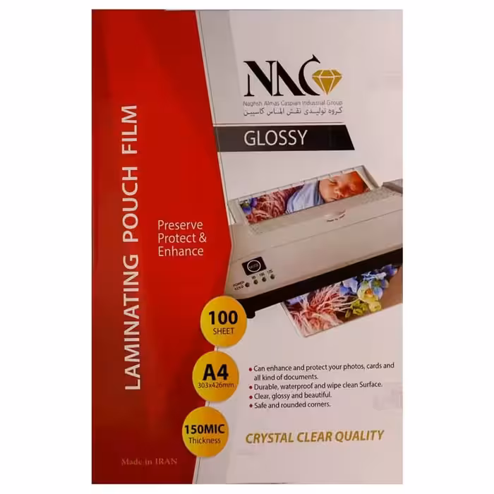 طلق پرس A4 براق 150 میکرون ایرانی NAC (MEGA) بسته 100 عددی