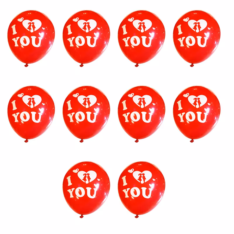 بادکنک مدل  I LOVE YOU بسته 10 عددی