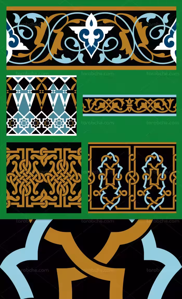 وکتور مجموعه واگیره کاشی کاری | گرافیک با طعم تربچه