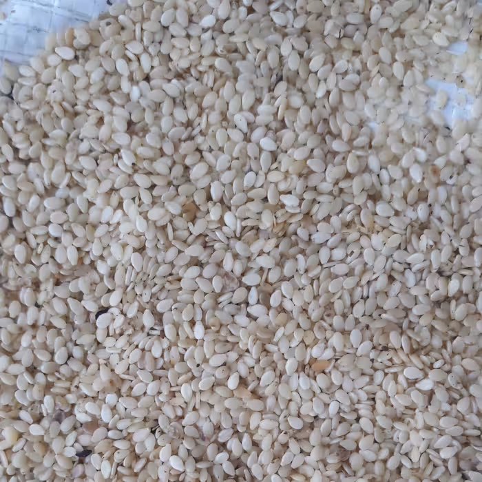 کنجد سفید، نیم کیلویی، رنگ سفید، شیرین، بوداده ( اصطلاحا کنجد ارده ای)