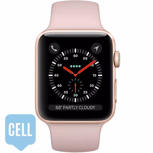 سری 3 اسپرت مردانه 42 میلیمتری مدل Gold Aluminum Case with Pink Sand Sport Band - سلولار - Hiapple.ir